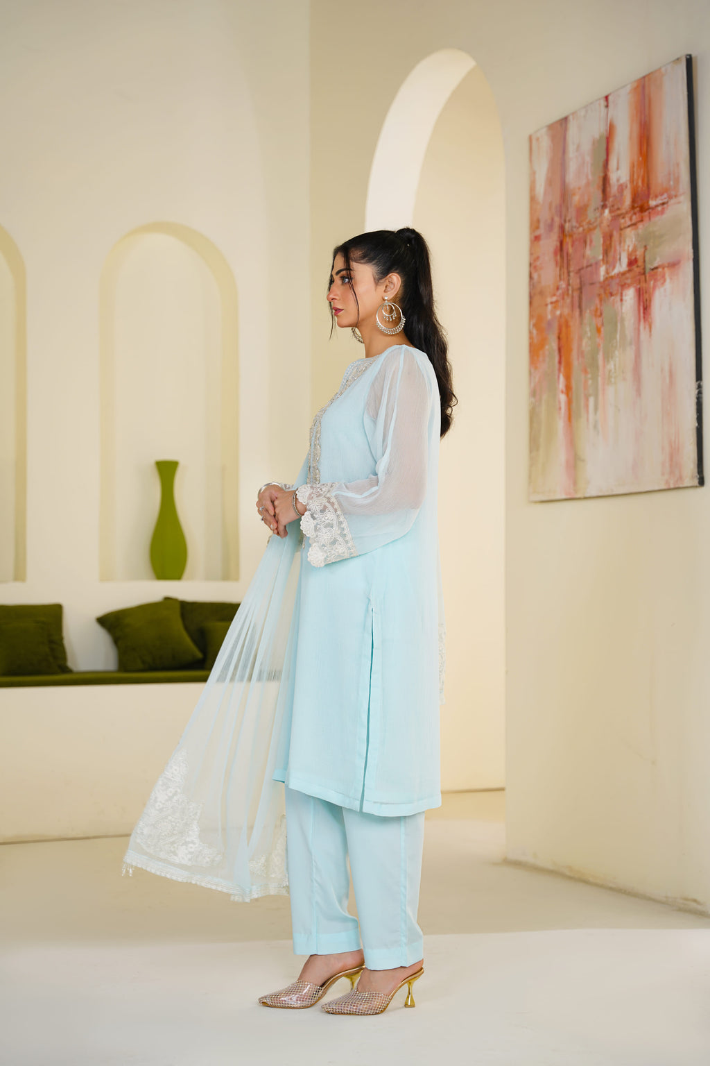 Saba | Embroidered Ice Blue Chiffon (3pc)