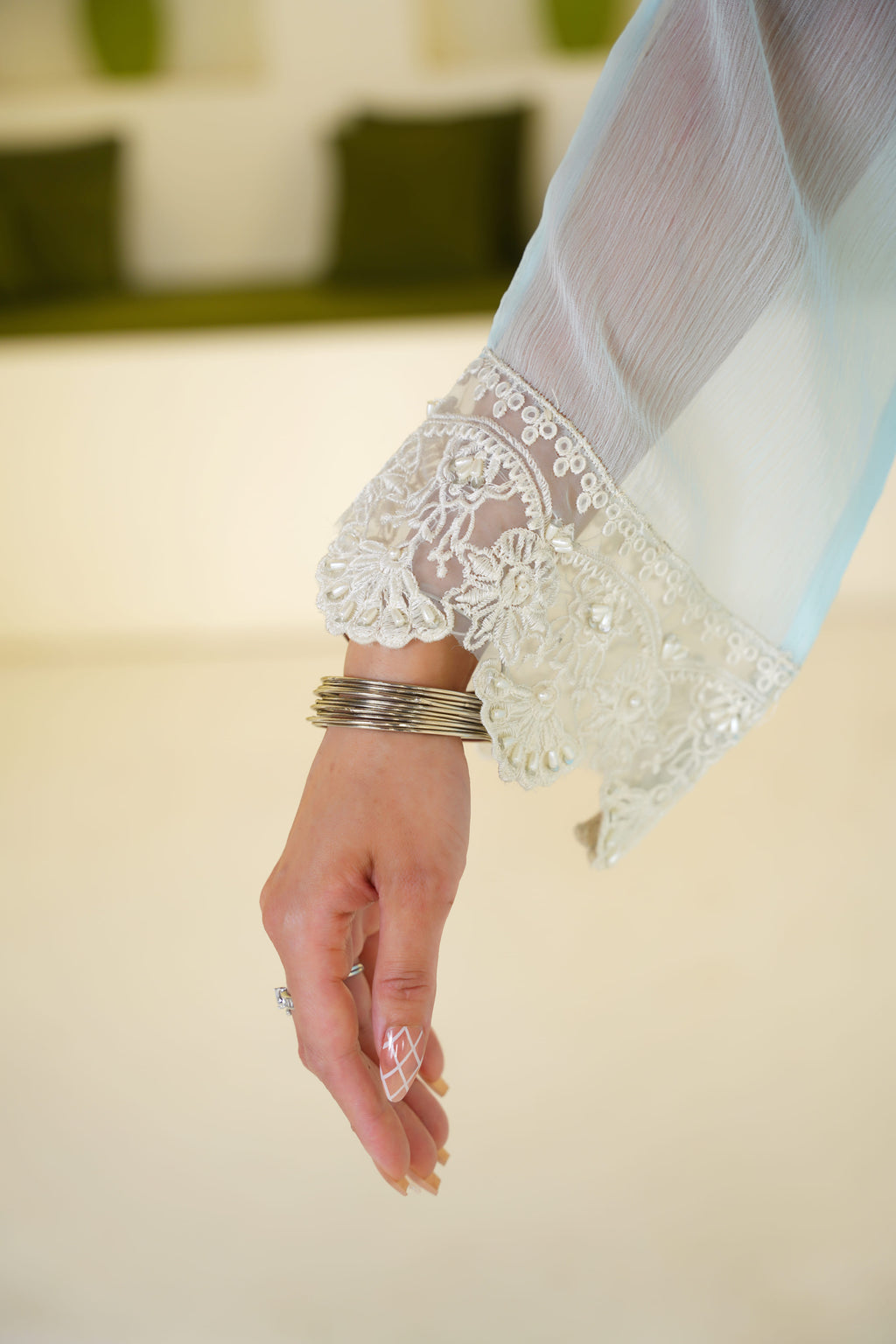 Saba | Embroidered Ice Blue Chiffon (3pc)