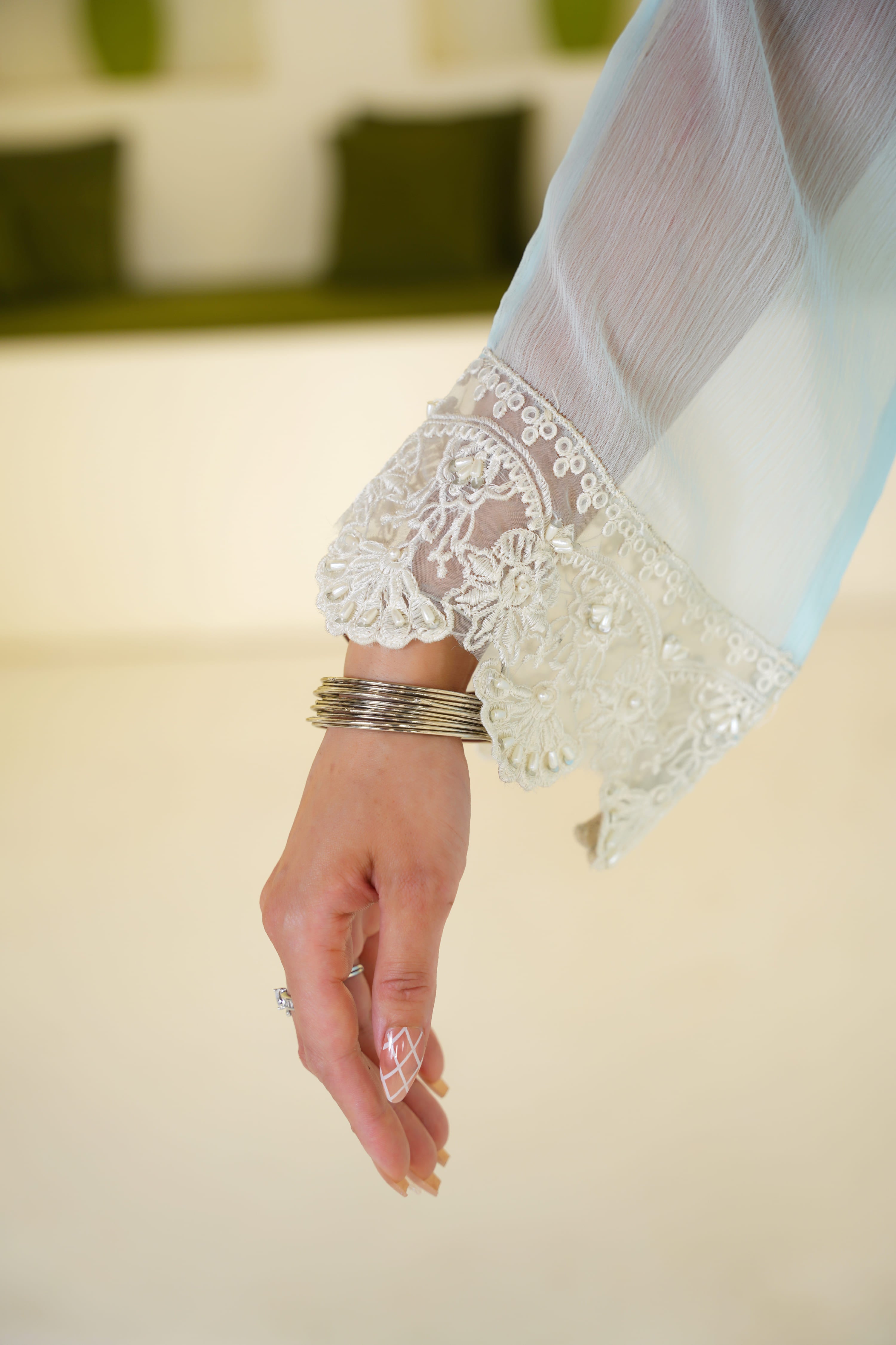Saba | Embroidered Ice Blue Chiffon (3pc)