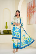 Azure | White & Blue Bold Floral Lawn (3pc)