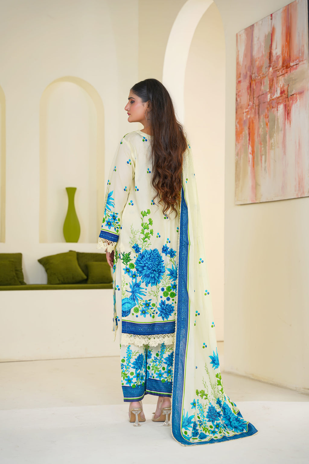 Azure | White & Blue Bold Floral Lawn (3pc)