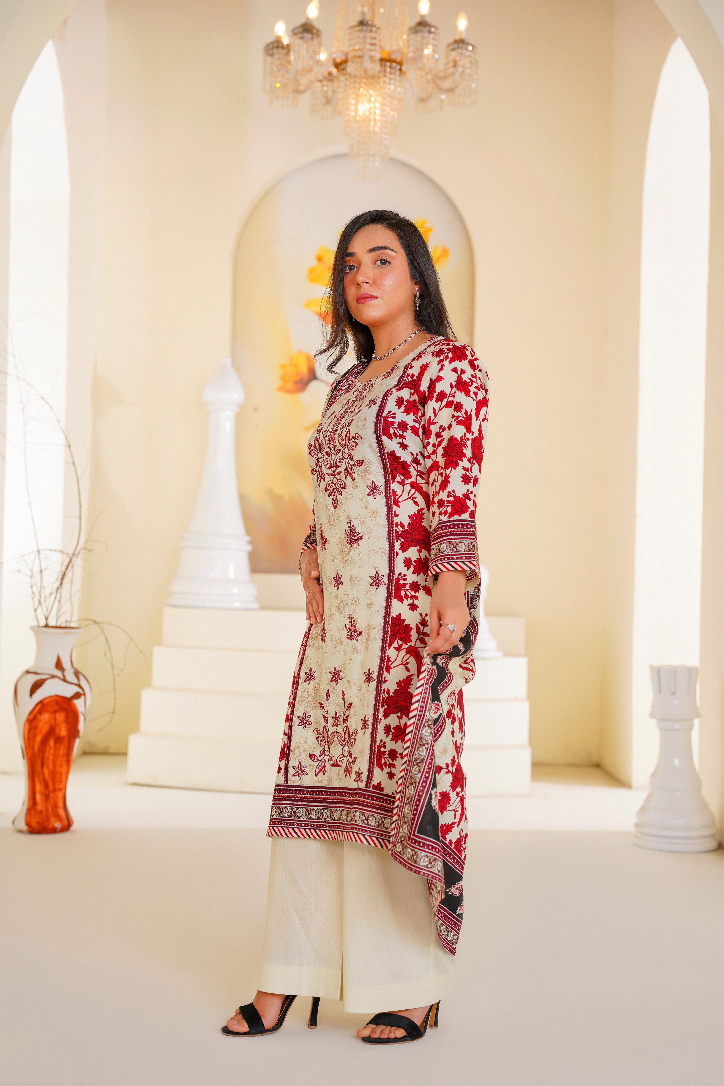 Laila | Embroidered Floral Printed Lawn (3pc)