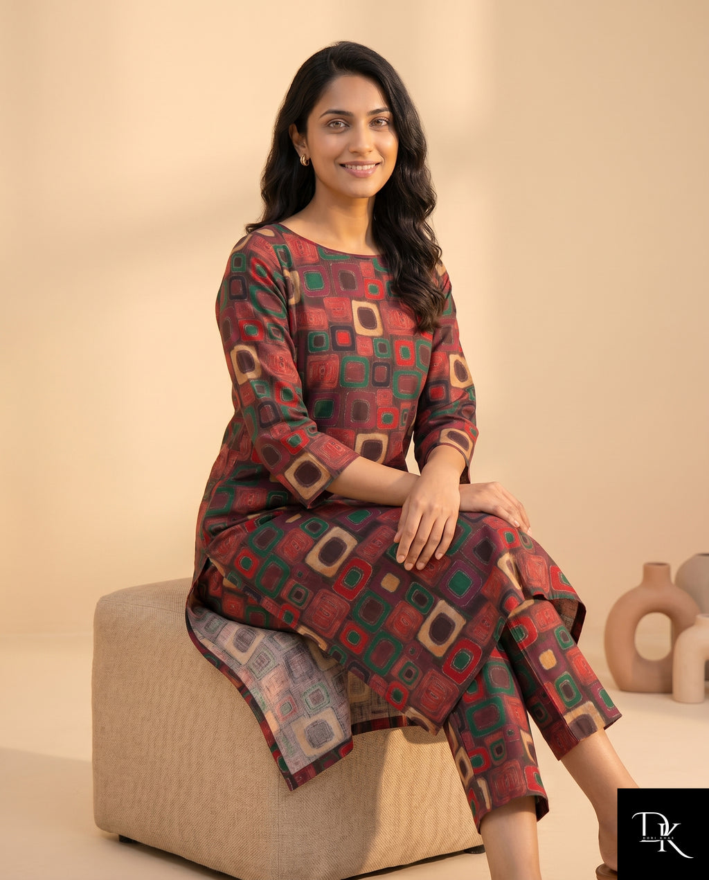 Retro Grid | 2 Piece - Allover Printed Lawn (Unstitched)