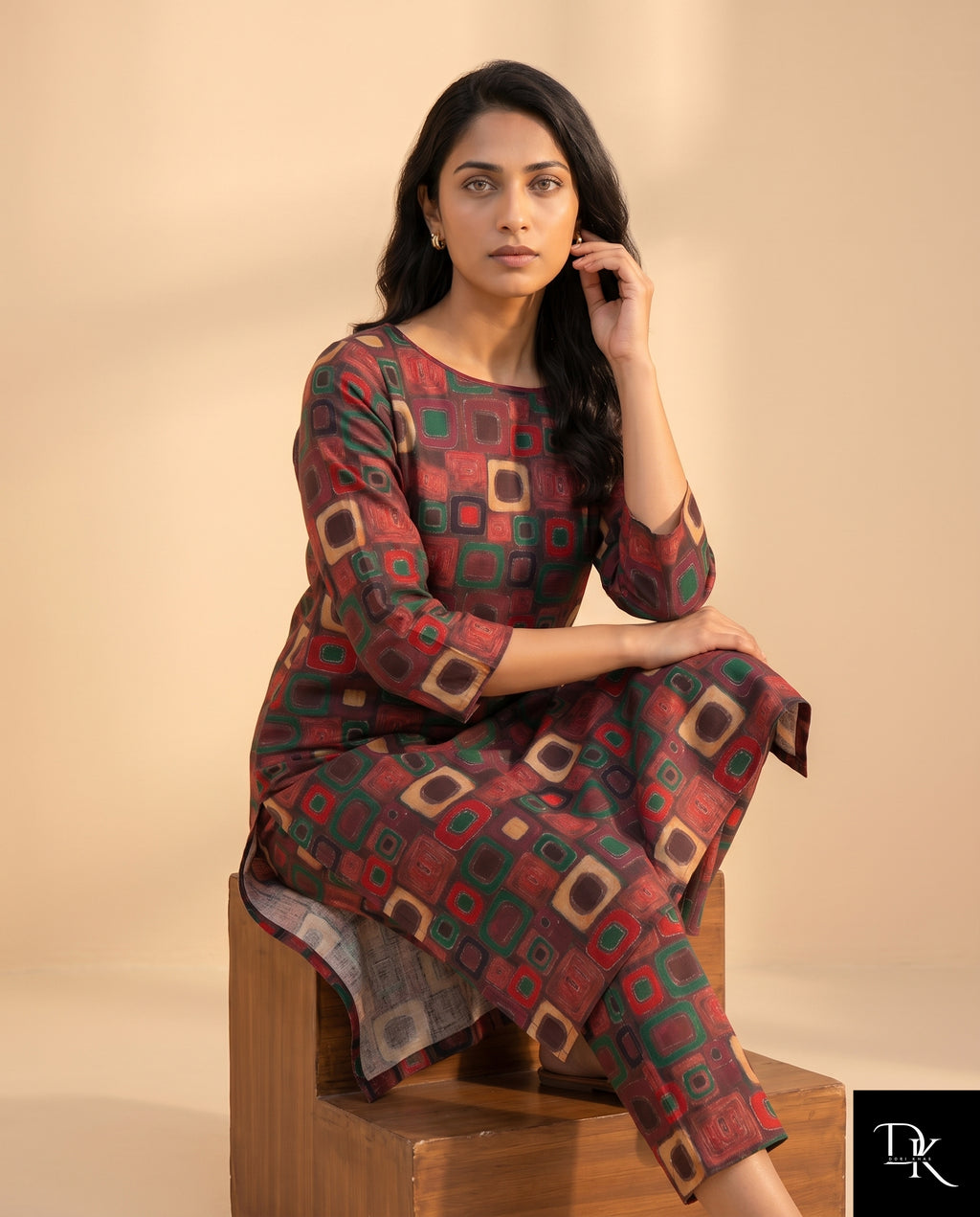 Retro Grid | 2 Piece - Allover Printed Lawn (Unstitched)