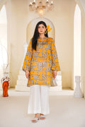 Sunny | Mustard Yellow Block Printed Lawn Kurti (2pc)