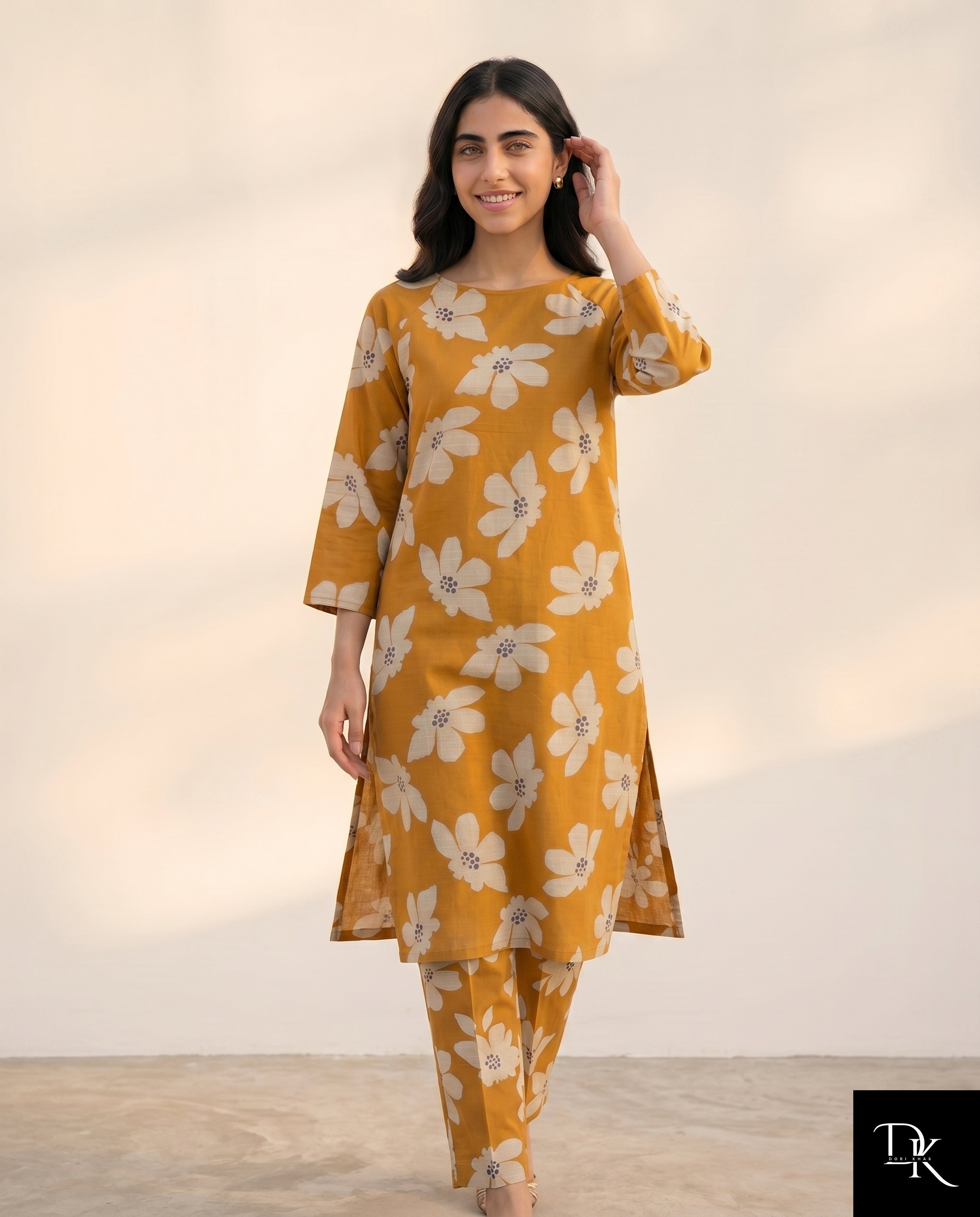 Ochre Bloom | 2 Piece - Allover Printed Lawn (Unstitched)