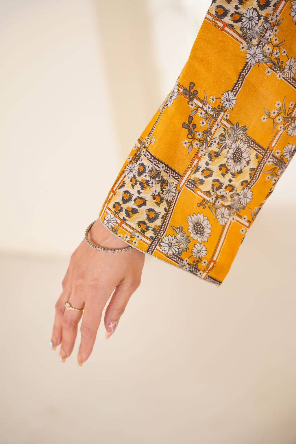 Sunny | Mustard Yellow Block Printed Lawn Kurti (2pc)