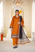 Amber | Mustard Orange Printed Lawn (3pc)