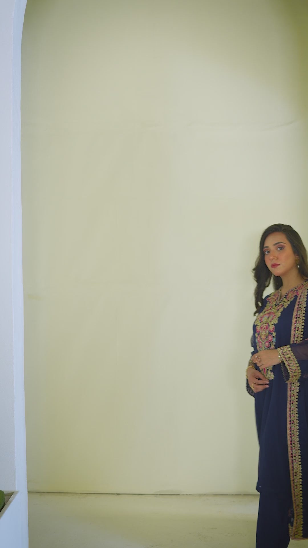 Raina | Embroidered Deep Navy Chiffon (3pc)