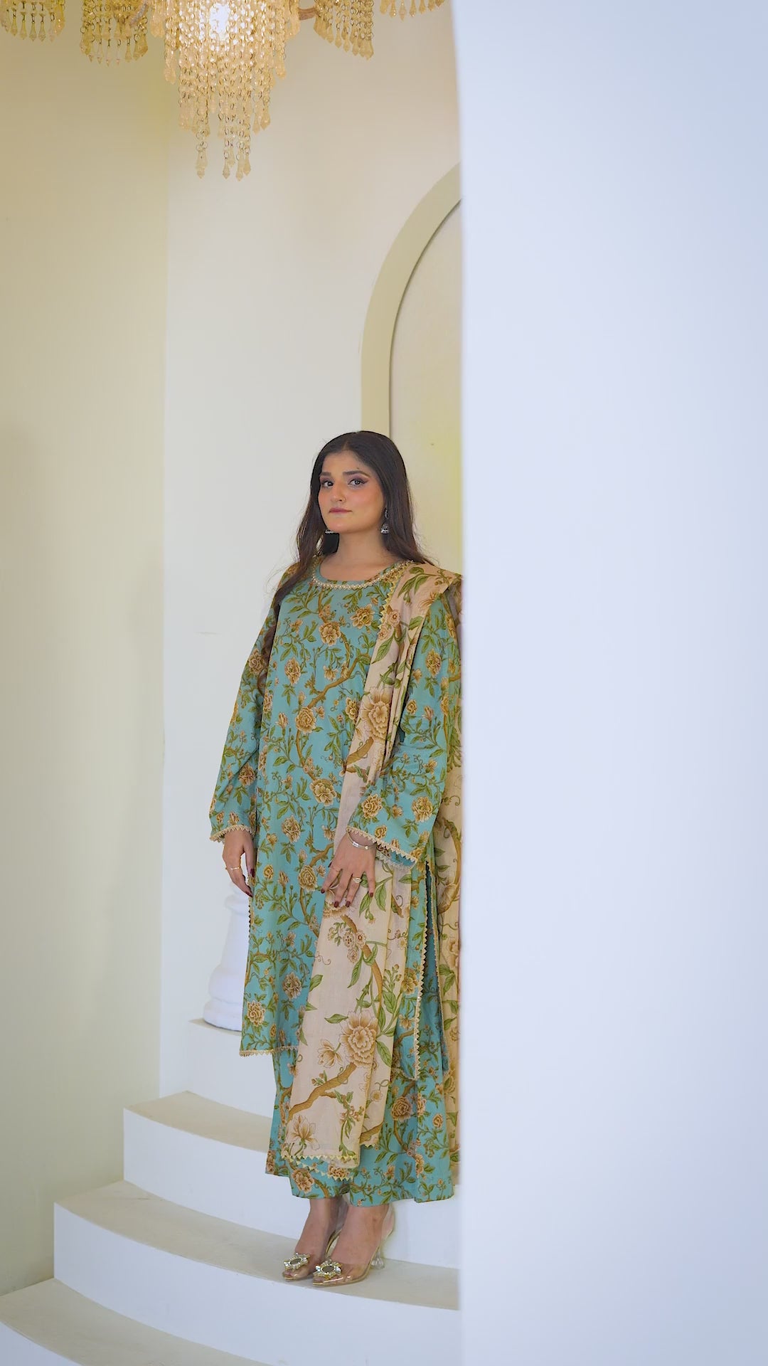 Neelab | Teal Floral Printed Lawn Suit (3pc)