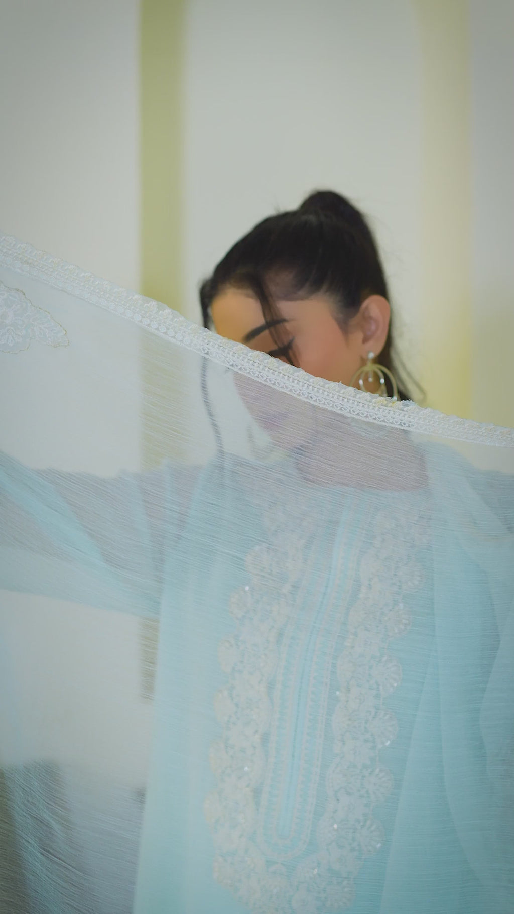 Saba | Embroidered Ice Blue Chiffon (3pc)